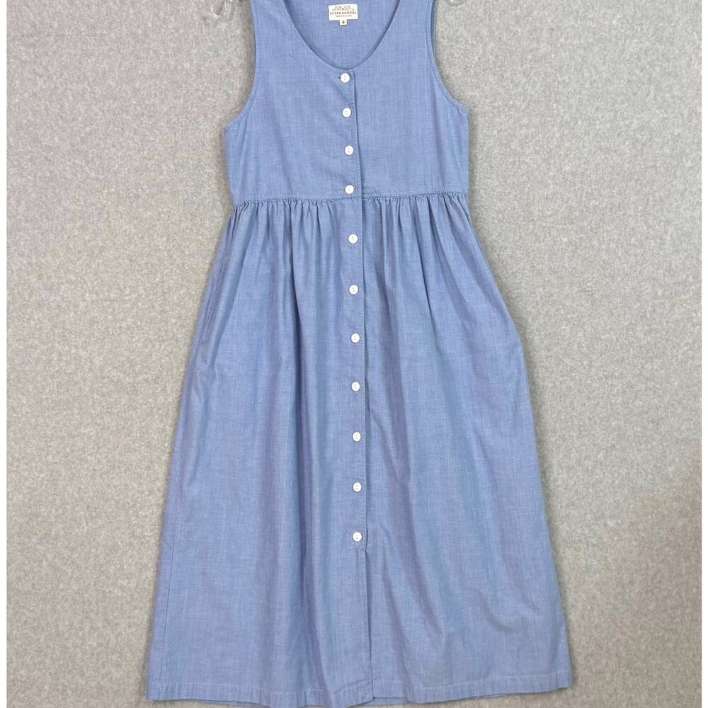 Vtg Susan Bristol Chambray Jumper Dress Size 6 Full Button Cottagecore Country - Picture 2 of 13